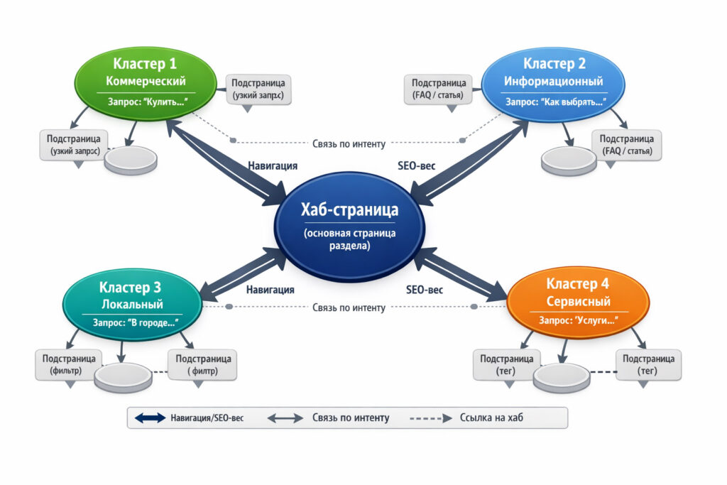 Граф внутренней перелинковки между кластерными страницами